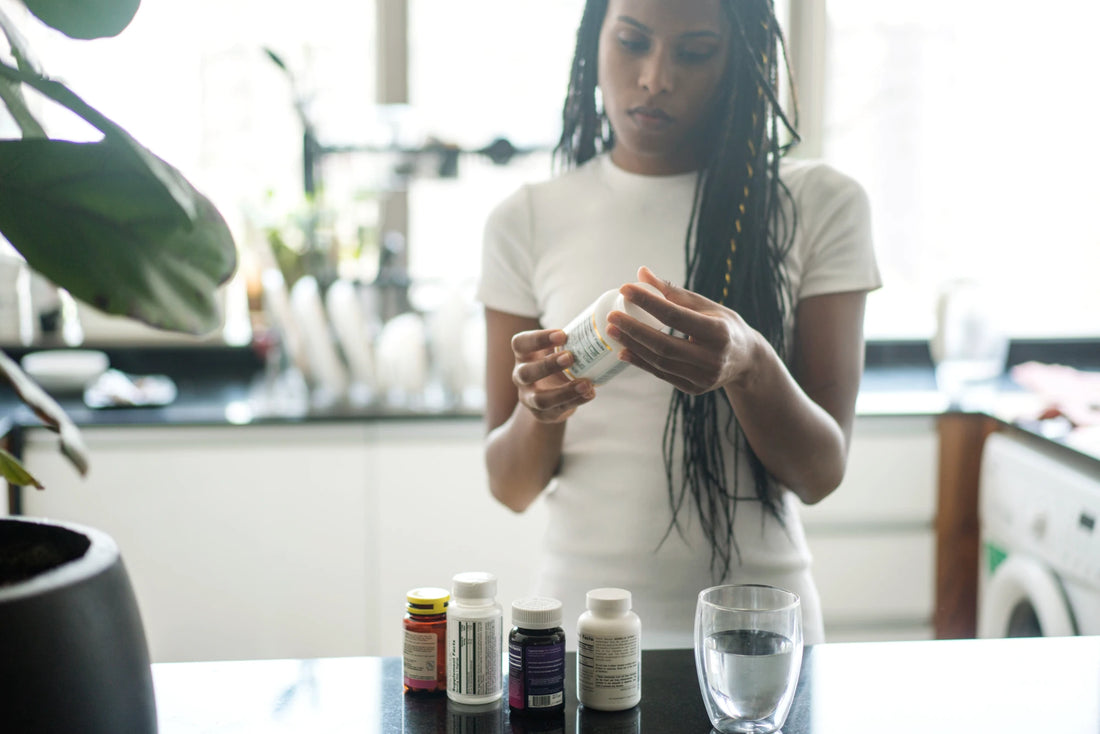 Woman looking at supplements